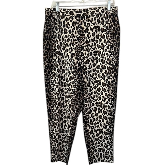 Vince Camuto Animal Print Leopard High Rise Ankle Crop Pants Size L - Picture 2 of 8